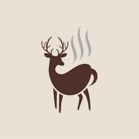 Deer Coffee Cup Logo, suitable for cafe and coffee shop logos or for graphic needs.のイラスト素材