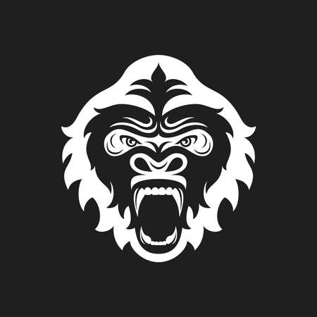 Gorilla head logo for sport club or team. Animal mascot logotype. Template. Vector illustration. Flat styleのイラスト素材
