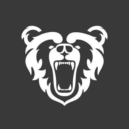 Bear Logo for sport club or team. Animal mascot head logotype. Template. Vector illustration. Flat styleのイラスト素材