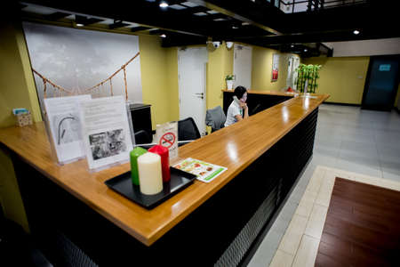 Room interior in fashionable style with illuminationのeditorial素材