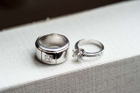 silver wedding ringsの写真素材