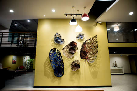 Room interior in fashionable style with illuminationのeditorial素材