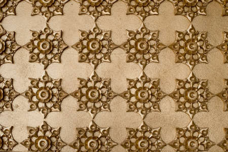 Decorative detail of stone carving in Agra Fort. Agra, Uttar Pradesh, India. Asiaの写真素材