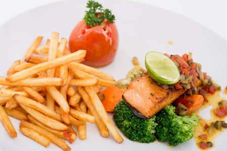 Grilled Salmon with Fresh Salad Leaf,Grilled Salmon with Fresh Salad Leaf