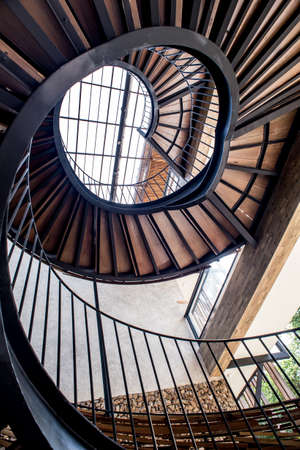 spiral staircase,Upside view of a spiral staircase,Old Spiral Staircaseのeditorial素材