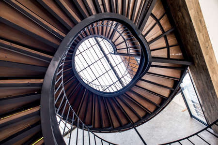 spiral staircase,Upside view of a spiral staircase,Old Spiral Staircaseのeditorial素材