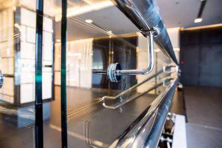 railing,stainless steel railing pole and holder at the balcony get rustyの写真素材