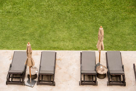 Modern brown rattan chairの写真素材