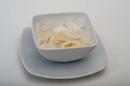 Sliced toddy palm in syrup. Traditional dessert of Thailand.の写真素材