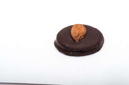 Chocolate cookies on white background