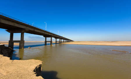 The Yellow river bridge with blue sky in Zhengzhou, Henan province, middle of China.It is a part of...