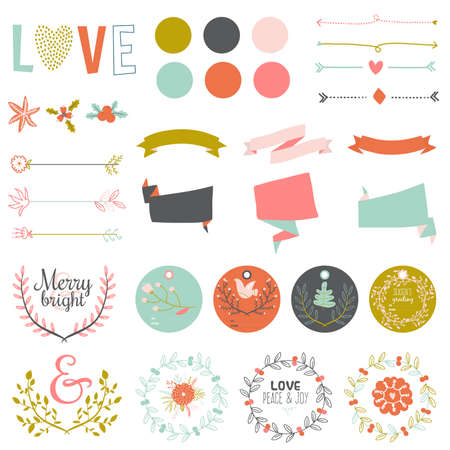 Cute cards, notes and stickers with spring and summer illustrations. Template for scrapbooking, notebooks, diary, personal schedule and school accessories.のイラスト素材