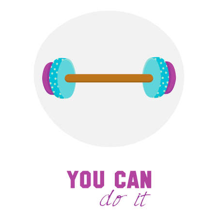 Collection of unusual motivational posters of sport, healthy lifestyle and fitness for men and women. Vector template with fitness icons on white background.のイラスト素材