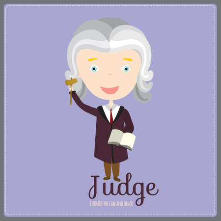 Cute vector alphabet Profession. Illustration smiling boys and girls in a funny and cartoon style design isolated on white background. Judgeのイラスト素材