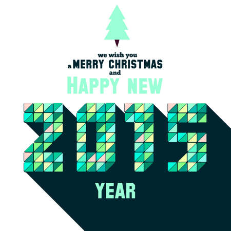 Christmas Greeting Card. Merry Christmas lettering in vintage hipster style with mosaic typography. Vector stylish poster san be template for happy new 2015 year card.のイラスト素材
