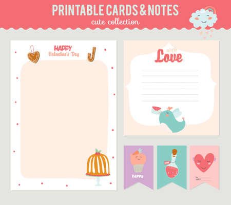 Collection of Valentines day gift tags, stickers and labels templates.のイラスト素材