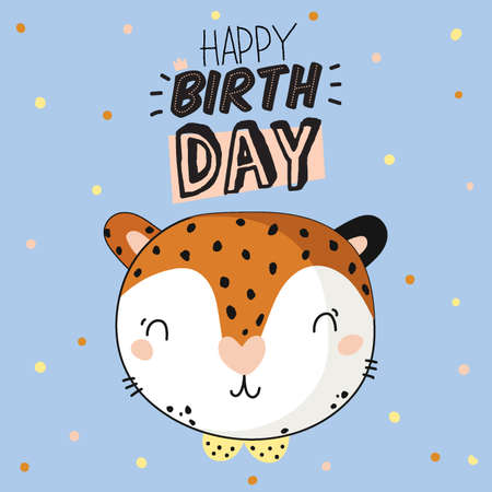 Romantic and lovely baby shower card for girl and boys. Cute animal illustration. Vector. Good for decoration children's party, posters; invitations; cards and nursery decor. Scandinavian kidsのイラスト素材