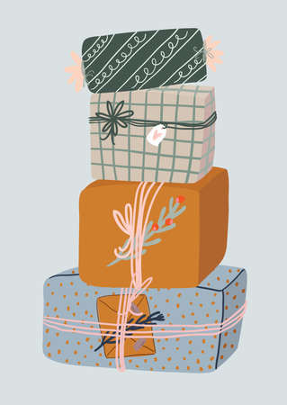 Sale print with beautiful Winter background, Christmas elements and trendy lettering. Good template for web, card, poster, sticker, banner, invitation, flyers. Vector illustrationのイラスト素材