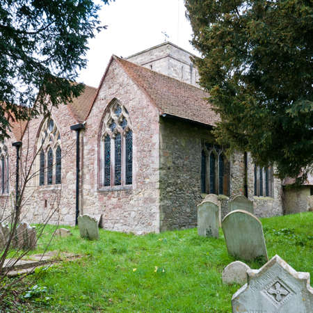The rear of the Norman church at Fawley, Hampshire, UK.のeditorial素材
