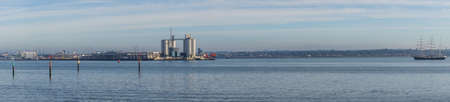 A panoramic view of Southampton docks, England の写真素材