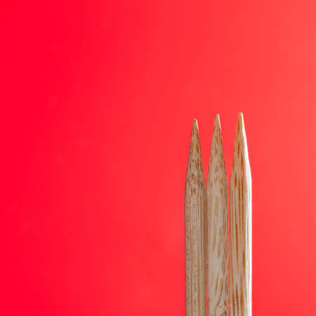 An abstract macro shot of three toothpicks.の写真素材