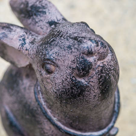A stone bunny rabbit garden ornament の写真素材