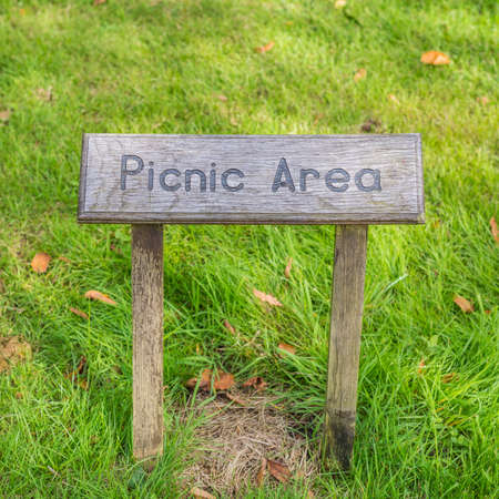 A shot of a picnic area sign.の写真素材
