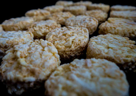A macro shot of some potato croquets.の写真素材