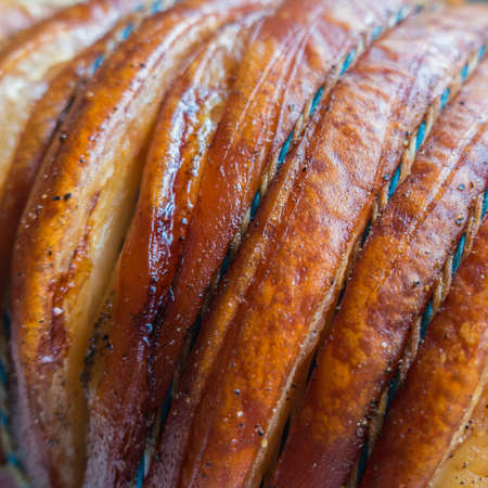A macro shot of some pork crackling.の写真素材