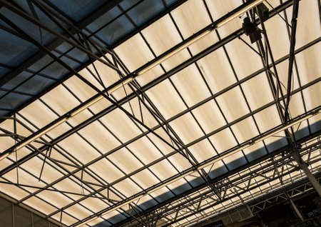An abstract shot of some skylights in a roof structure.の写真素材