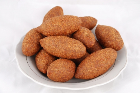 lebanese food of Fried Kubbeh on a golden plateの写真素材