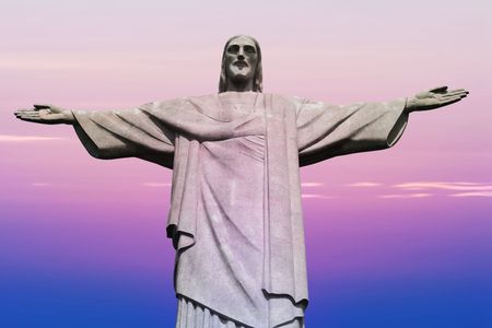 Christ the Redeemer on Corcovado Mountain, Rio de Janeiro Brazil South America のeditorial素材