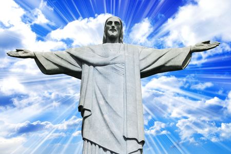 Christ the Redeemer on Corcovado Mountain, Rio de Janeiro Brazil South America のeditorial素材