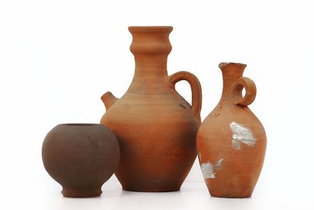 Jugs on white background の写真素材