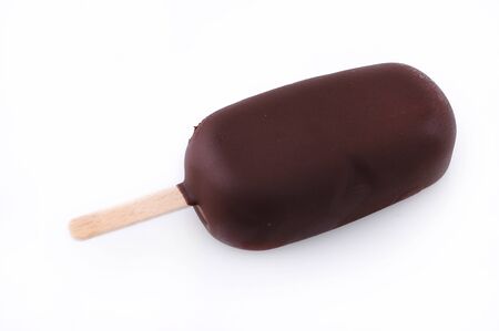 Chocolate ice cream isolated on white backgroundの写真素材