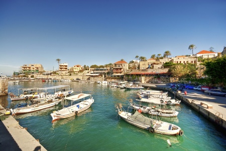 Small harbor, Byblos, Lebanonの写真素材