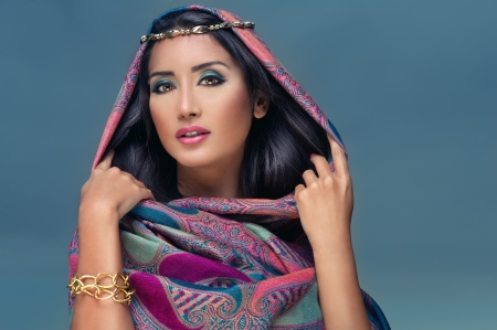 Portrait of a beauty arabian lady in a sensual beauty portrait の写真素材