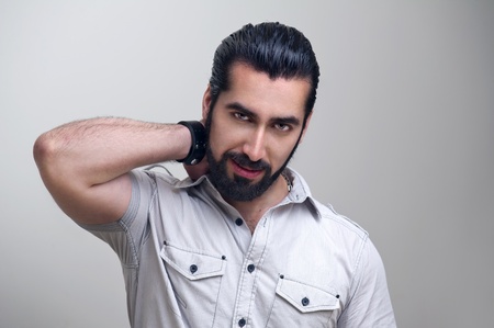 Elegant young handsome man fashion portrait 