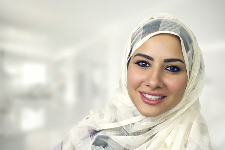 Portrait of a beautiful Arabian Woman wearing Hijab, Muslim Woman wearing Hijabの写真素材