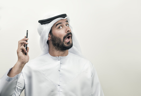 Angry Arabian Businessman, Arabian Businessman expressing anger on the phoneの写真素材