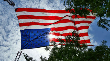 4th of july low angle of flag  の素材