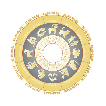 full zodiac on yellow-goldのイラスト素材