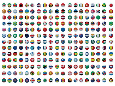 Icons with all the flags of the world set isolated on whiteのイラスト素材