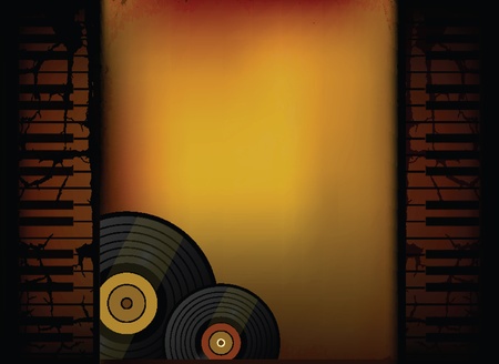 Piano Music Retro Background with Vinyl のイラスト素材