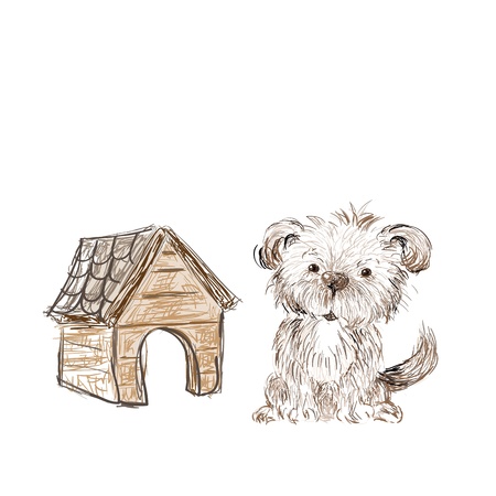 Dog Illustration Hand drawn のイラスト素材