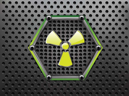 Metallic Background with Danger Sign のイラスト素材