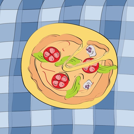 Pizza Hand Draw illustration のイラスト素材