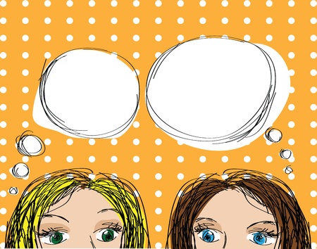 Two Girls Pop-Up Style のイラスト素材