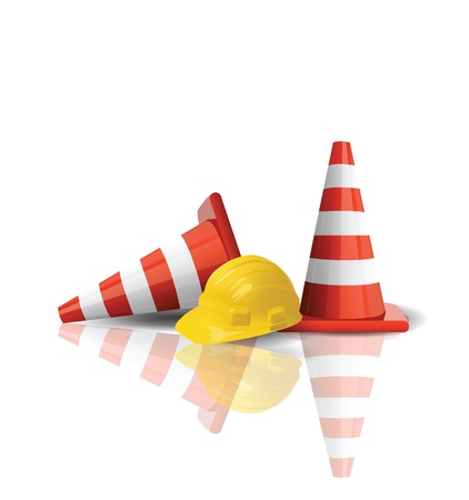 Hard cap with traffic cones isolated のイラスト素材