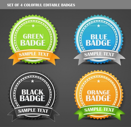 Set of Four Colorful Fully Editable Batches のイラスト素材